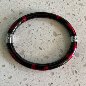 SOHO sterling silver black enamel and red leaf bracelet